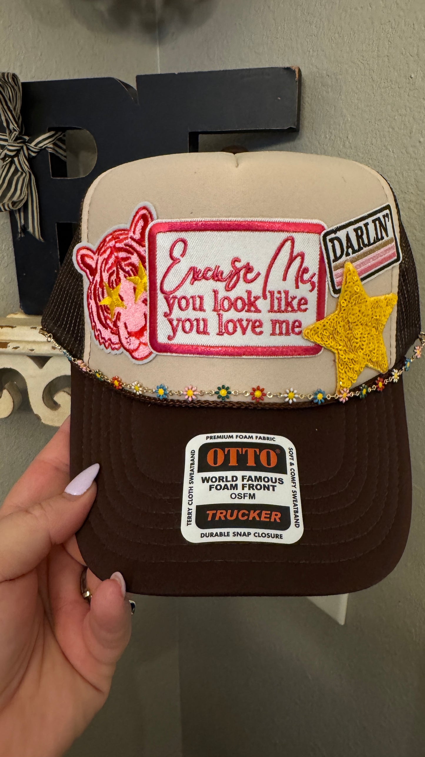 Darlin' Pink and Yellow Western Theme Two Tone, 5-panel Trucker Hat