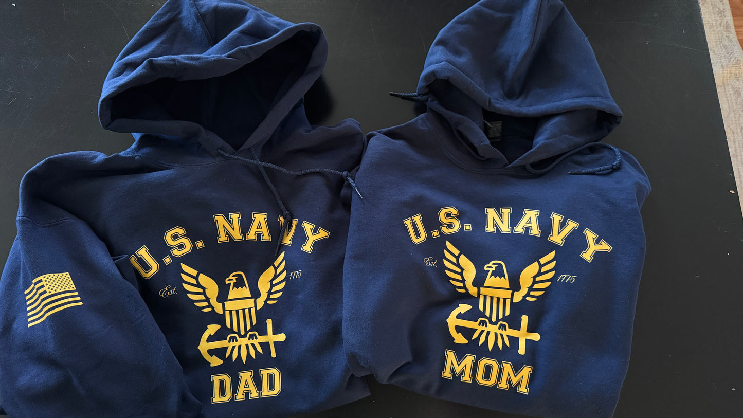 Navy Mom or Dad Sweatshirt, Navy Mom or Dad Hoodie, Navy Parent shirts, Navy Graduation Gear, Support your Navy Graduate, Navy Graduation