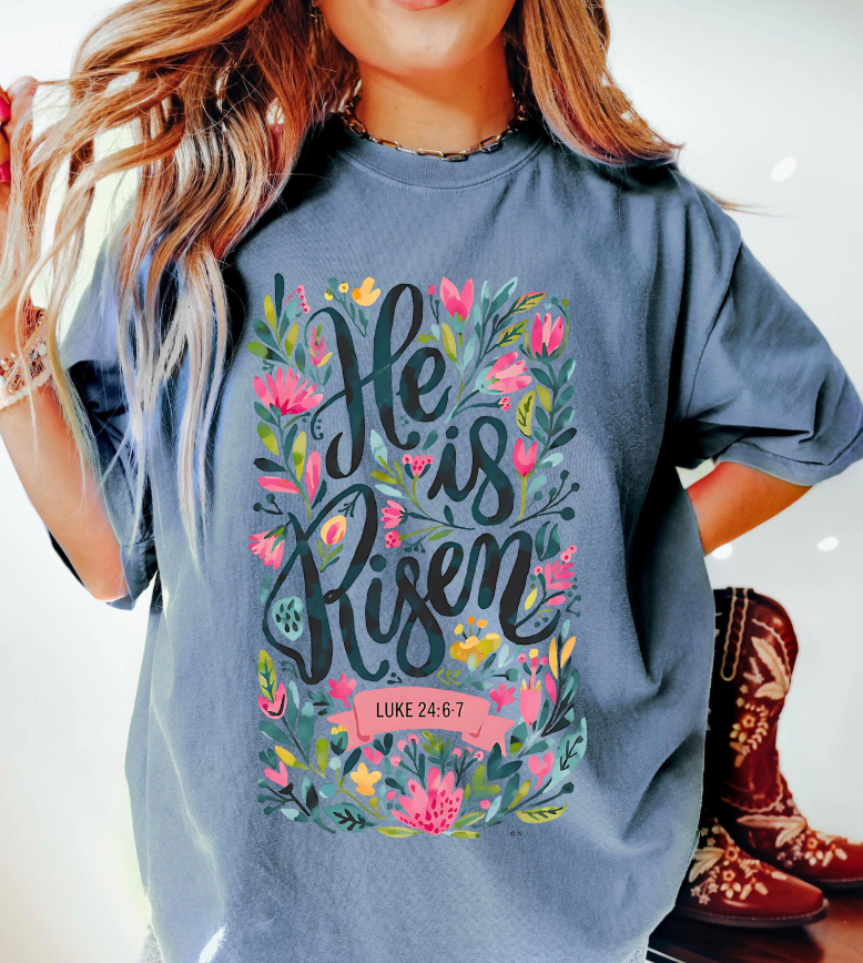 Comfort Colors He Is Risen Easter shirt, Beautiful Christian Shirt, Religious Easter Shirt