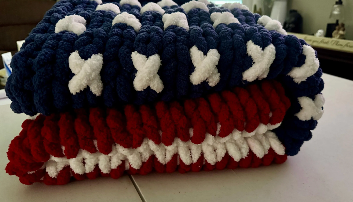 American Flag Hand Knit blanket