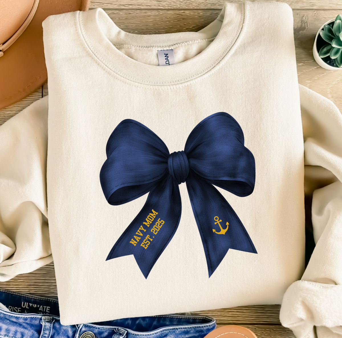 Navy family coquette bow shirt main product image