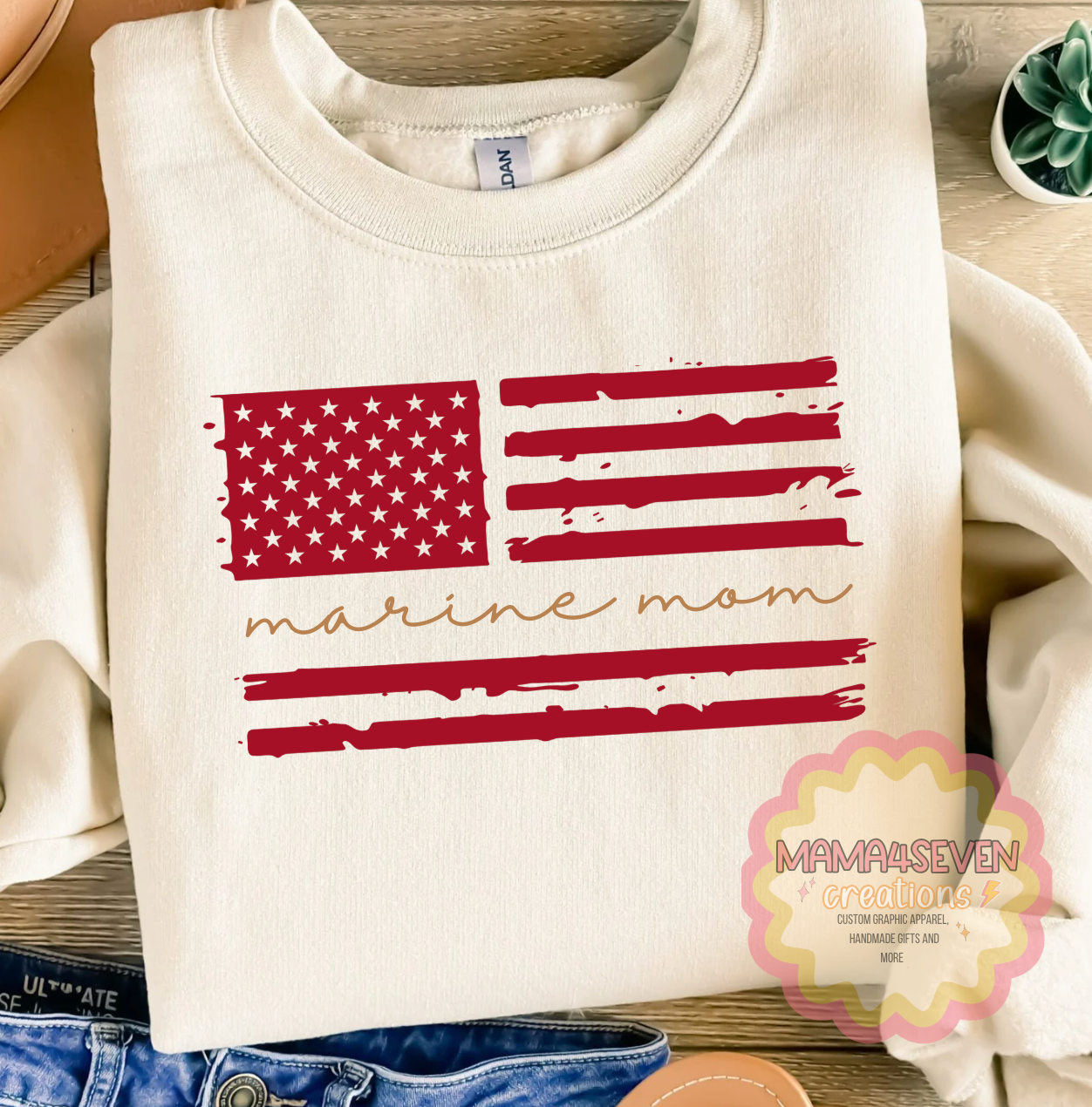 Marine Family Tattered Flag shirts