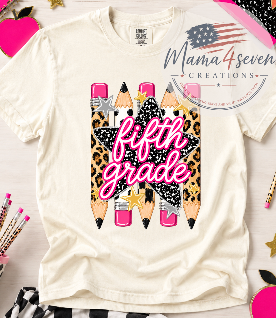 School shirts for teachers or students. Pre-K through Fifth Grade! Super cute Cheetah and polka dot design.