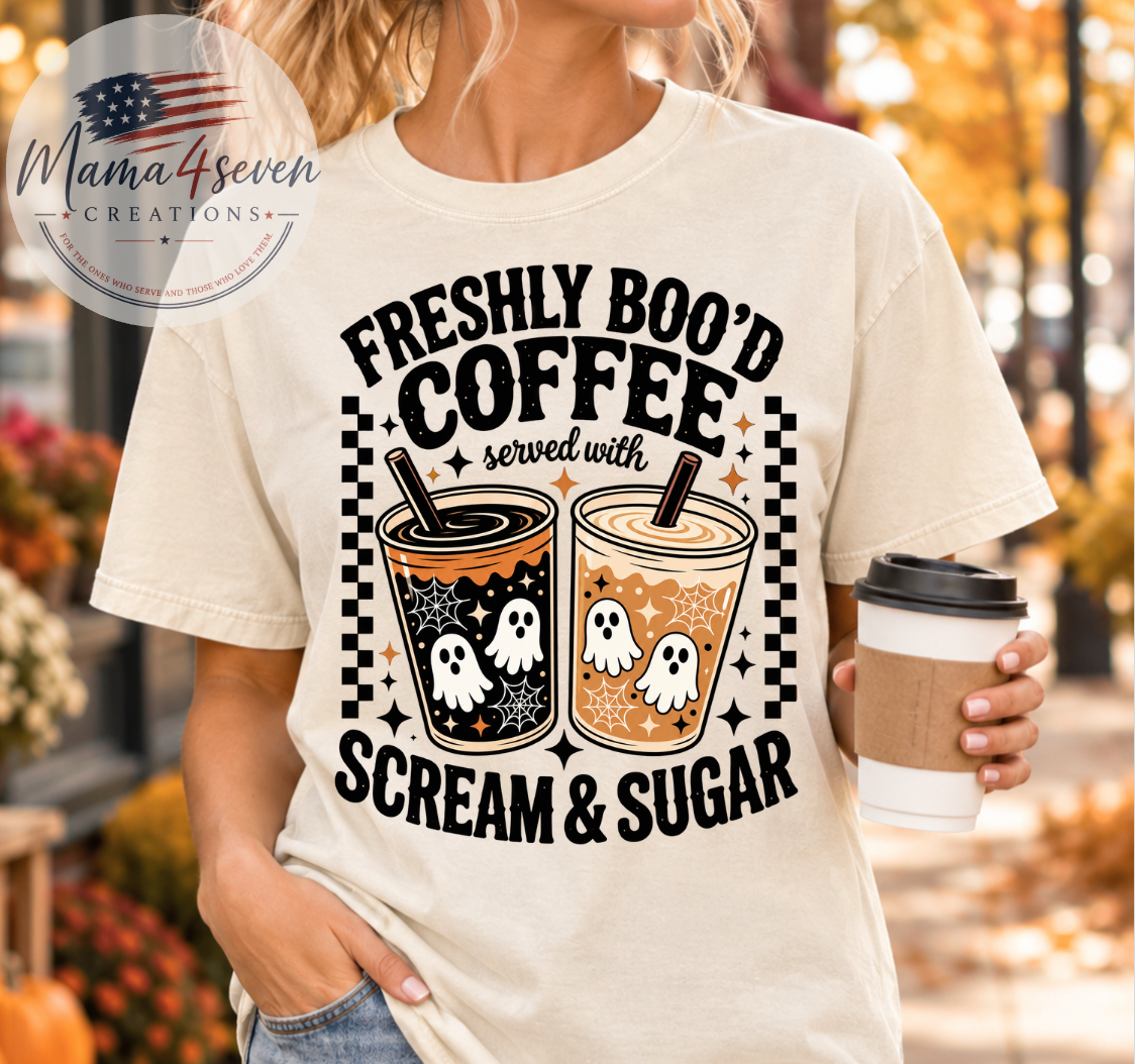 Freshly Boo’d Coffee Halloween Comfort Colors Tee | Ivory