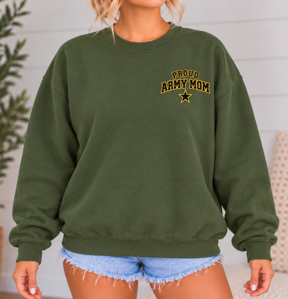 Army Mom Varsity Crewneck Sweatshirt with Front & Back Anchor Design