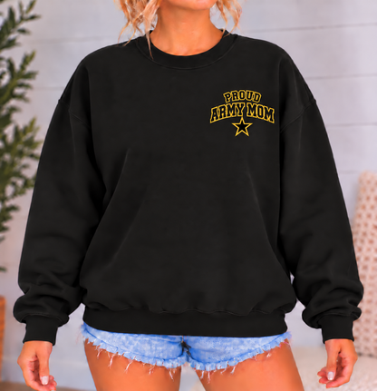 Army Mom Varsity Crewneck Sweatshirt with Front & Back Anchor Design