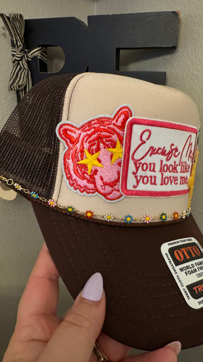 Darlin' Pink and Yellow Western Theme Two Tone, 5-panel Trucker Hat