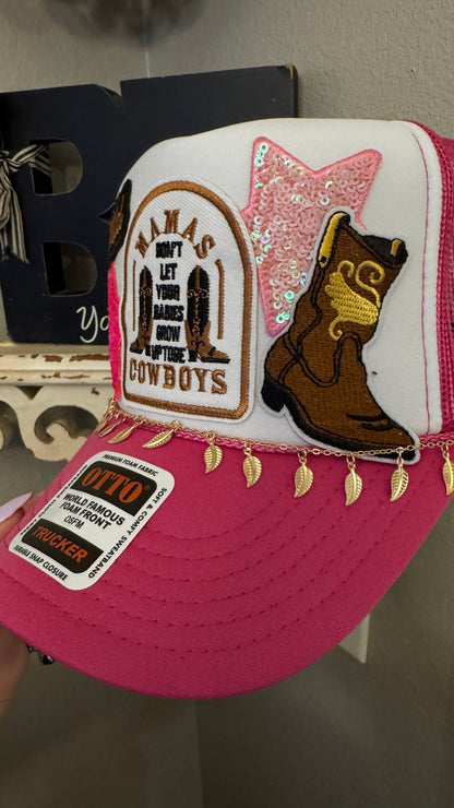 Custom Hot Pink Western Theme 5-panel Trucker Hat.
