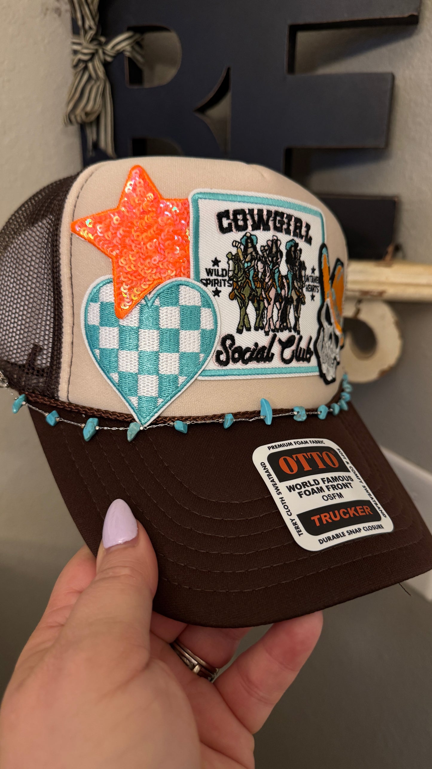 Cowgirl Social Club Custom Western Theme 5-panel Trucker Hat.