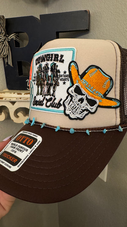 Cowgirl Social Club Custom Western Theme 5-panel Trucker Hat.