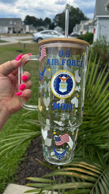 Air Force Family 40oz Glass Tumbler with Bamboo Lid