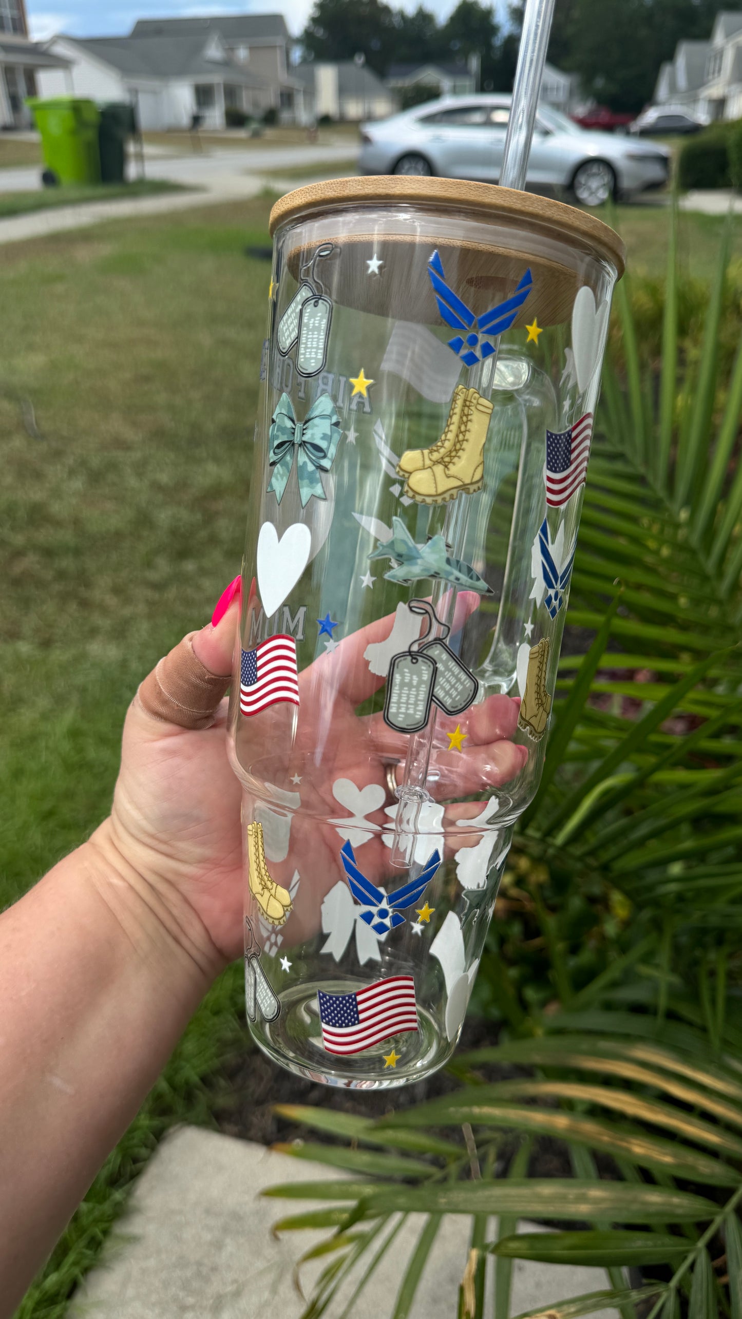 Air Force Family 40oz Glass Tumbler with Bamboo Lid