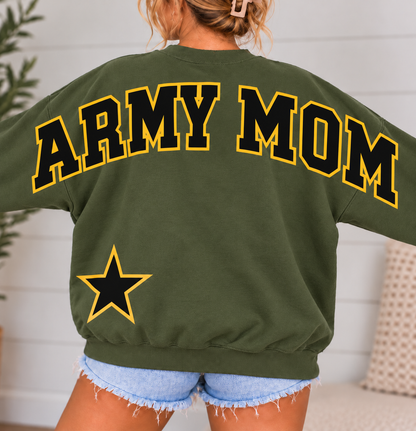 Army Mom Varsity Crewneck Sweatshirt with Front & Back Anchor Design