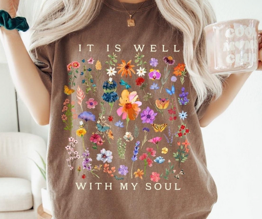 It Is Well With My Soul Comfort Colors shirt, Beautiful Christian Shirt, Religious Easter or Spring Shirt