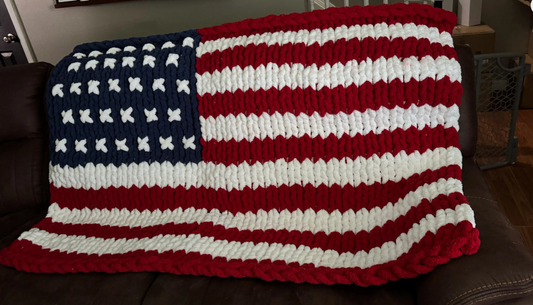 American Flag Hand Knit blanket