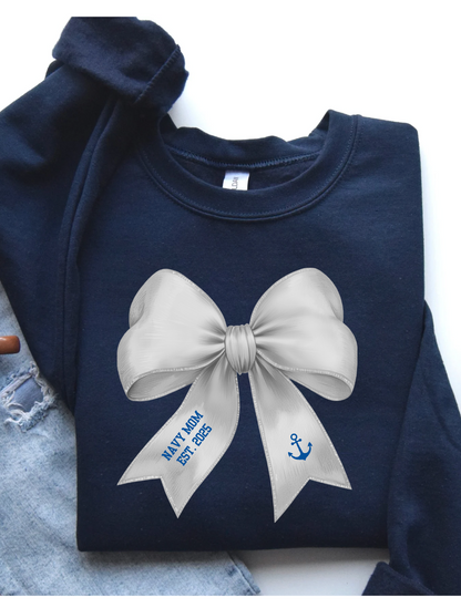 Navy Family Coquette Bow shirt