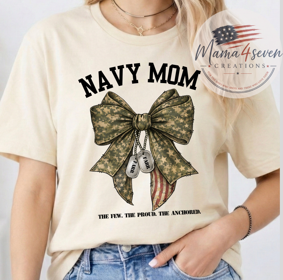 Navy Family Camo Bow With Dog Tags