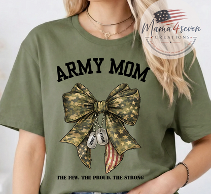 Army Family Camo Bow With Dog Tags