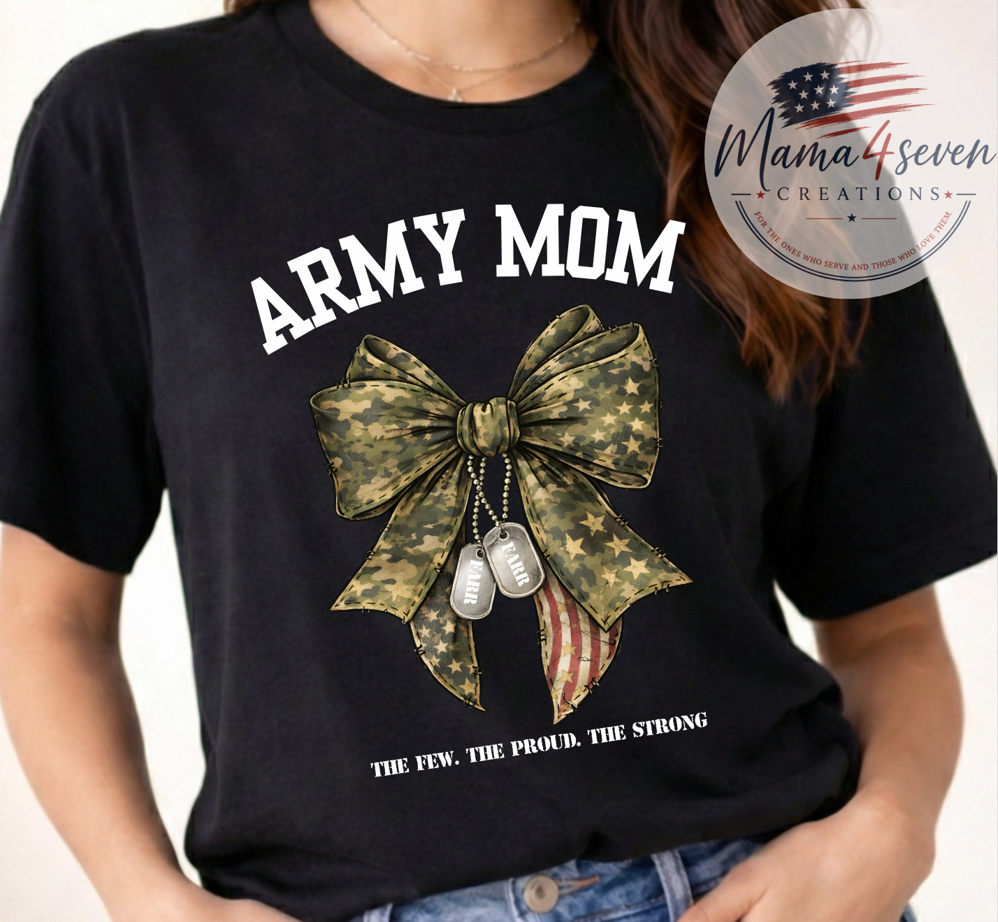 Army Family Camo Bow With Dog Tags