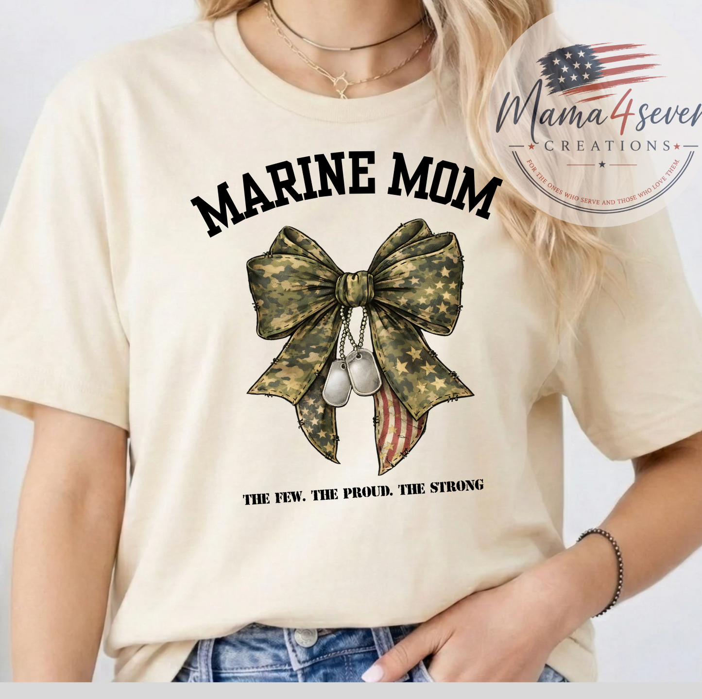 Marine Family Camo Bow With Dog Tags