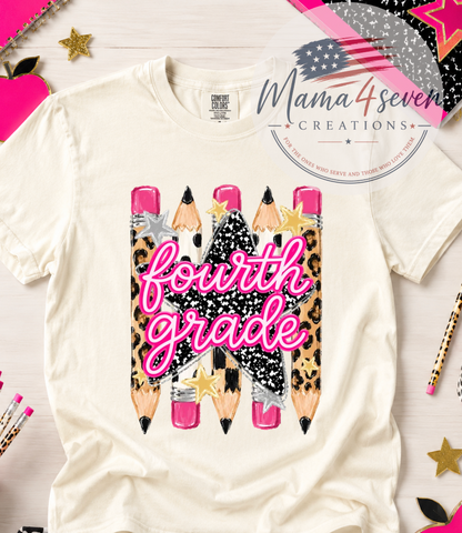 School shirts for teachers or students. Pre-K through Fifth Grade! Super cute Cheetah and polka dot design.