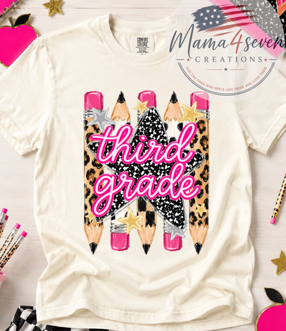 School shirts for teachers or students. Pre-K through Fifth Grade! Super cute Cheetah and polka dot design.