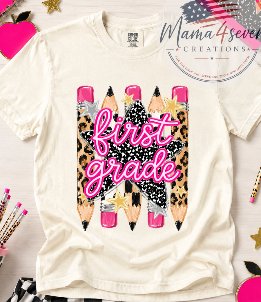 School shirts for teachers or students. Pre-K through Fifth Grade! Super cute Cheetah and polka dot design.