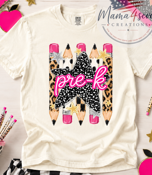 School shirts for teachers or students. Pre-K through Fifth Grade! Super cute Cheetah and polka dot design.
