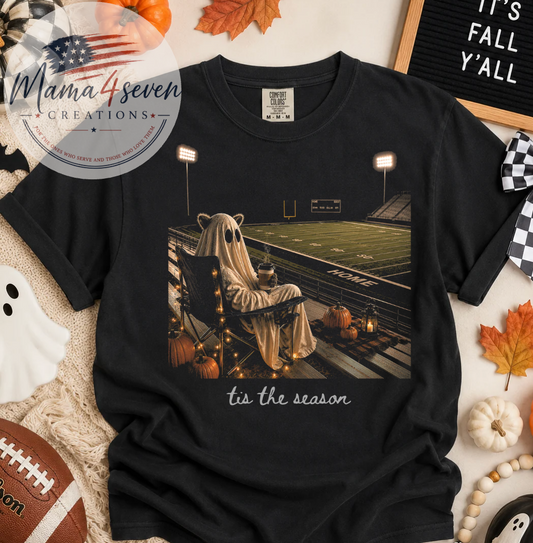 ’Tis the Season Ghost Football Comfort Colors® Tee | Black