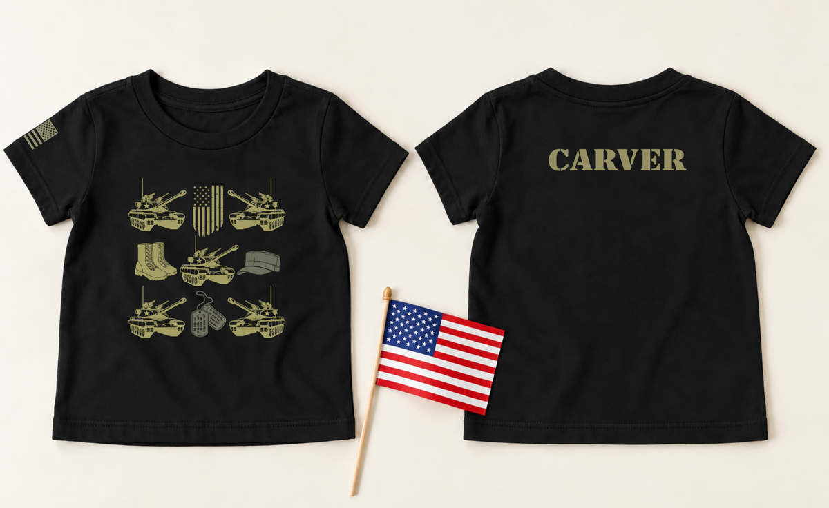 Personalized Army Toddler and youth T-Shirt – Military Tank Design