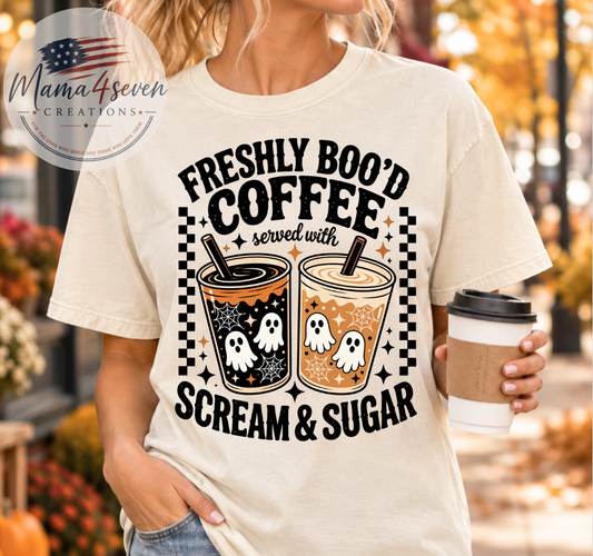 Freshly Boo’d Coffee Halloween Comfort Colors Tee | Ivory