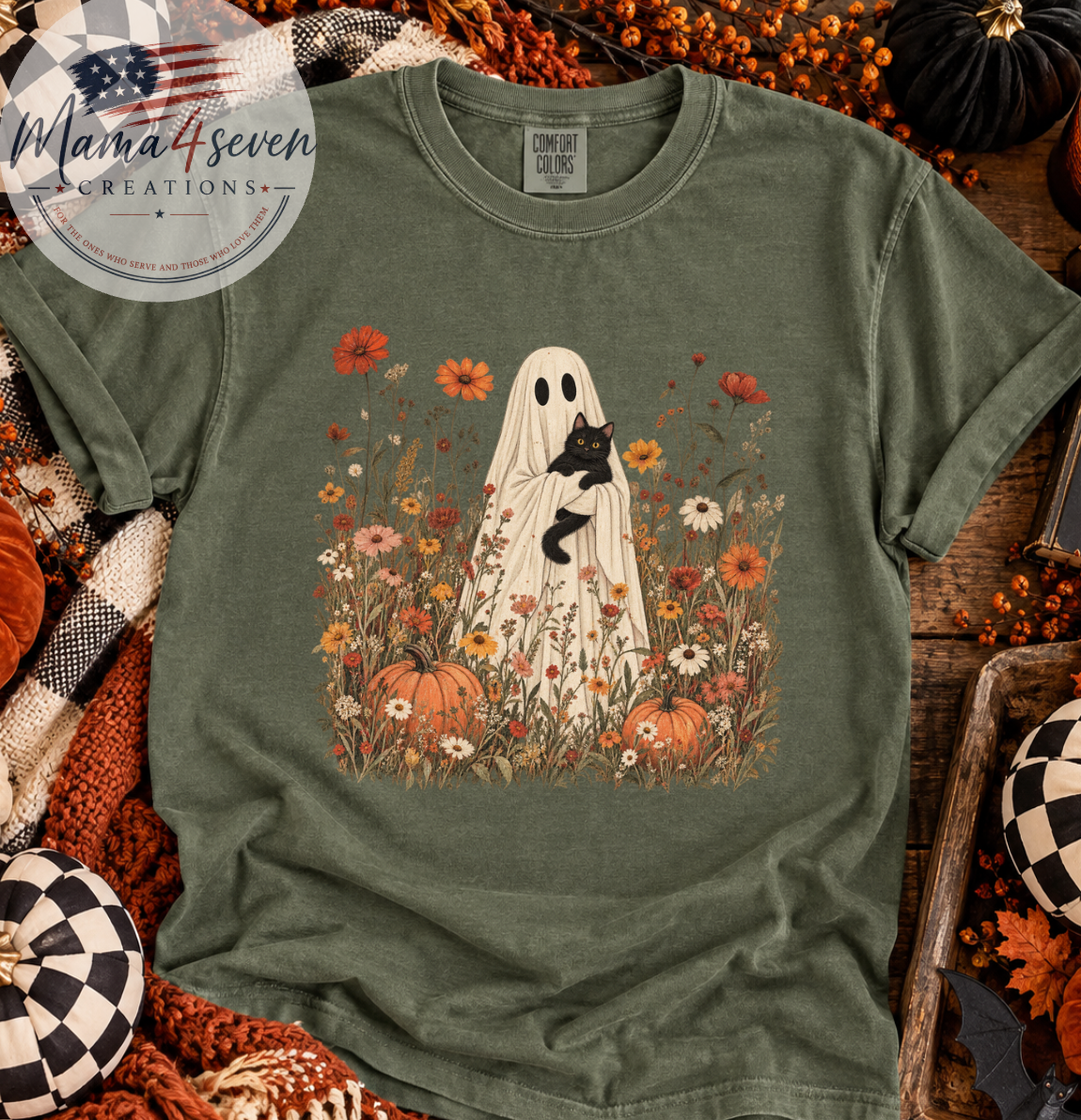 Ghost & Black Cat Wildflower Comfort Colors® Tee