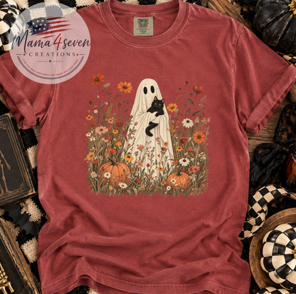 Ghost & Black Cat Wildflower Comfort Colors® Tee