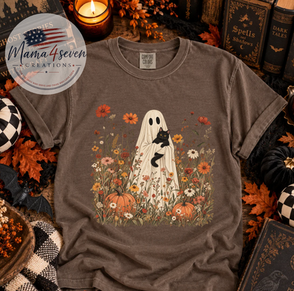 Ghost & Black Cat Wildflower Comfort Colors® Tee