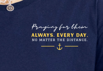 Proud Navy Mom - My Heart, Their Mission, God's Hands (Back design w/ Left chest design)