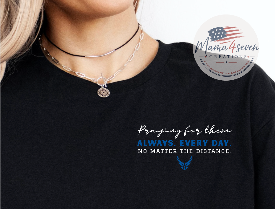 Proud Navy Mom - My Heart, Their Mission, God's Hands (Back design w/ Left chest design)