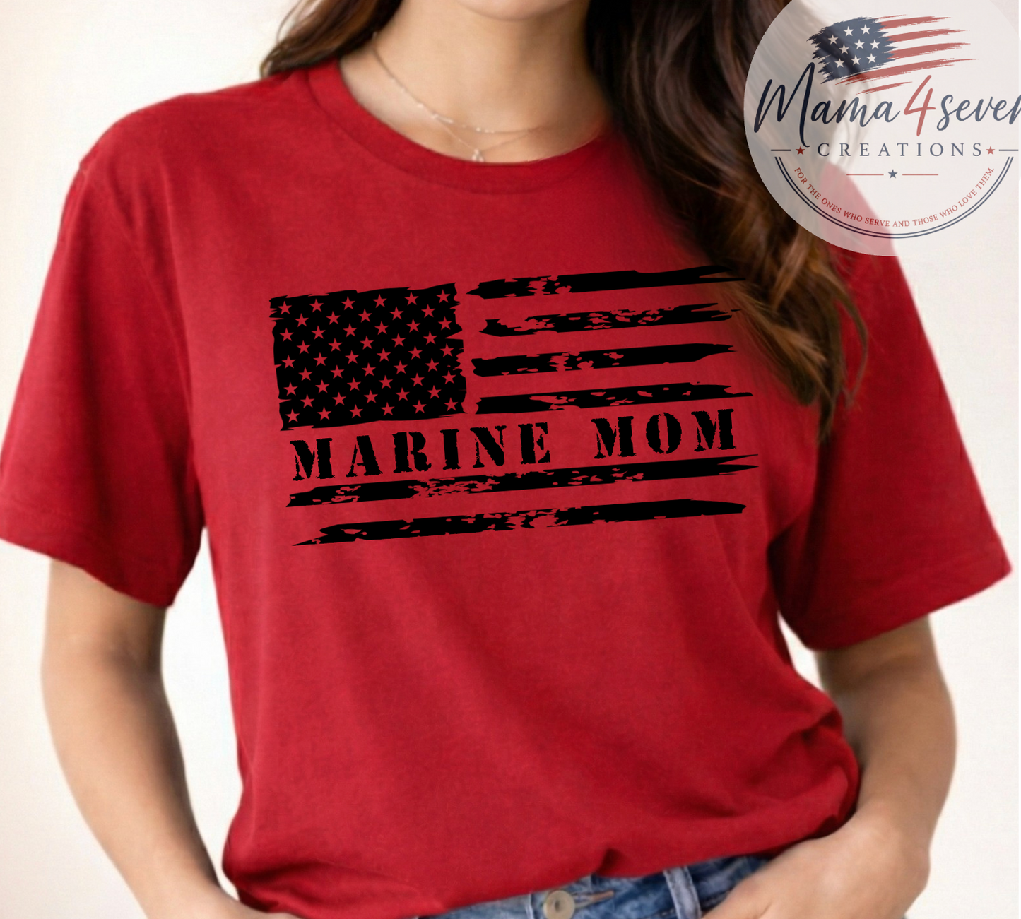 Marine Family Tattered US Flag shirts