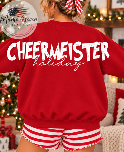Christmas Cheermeister Holiday Sweatshirt | Grinch Christmas Lights | Red, back or alternate view