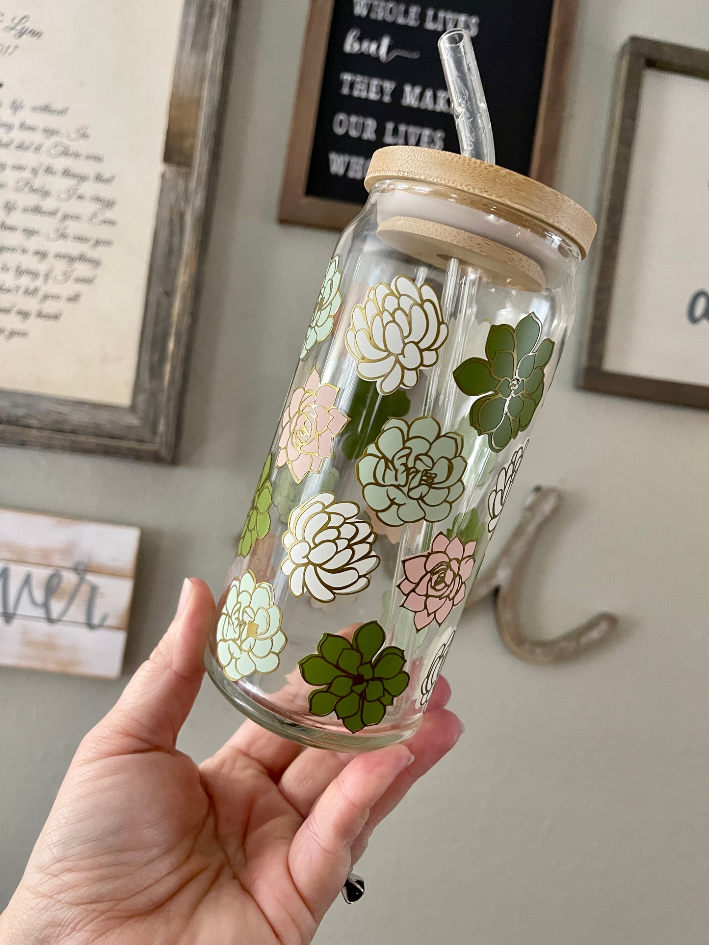Succulent Beer Can Glass