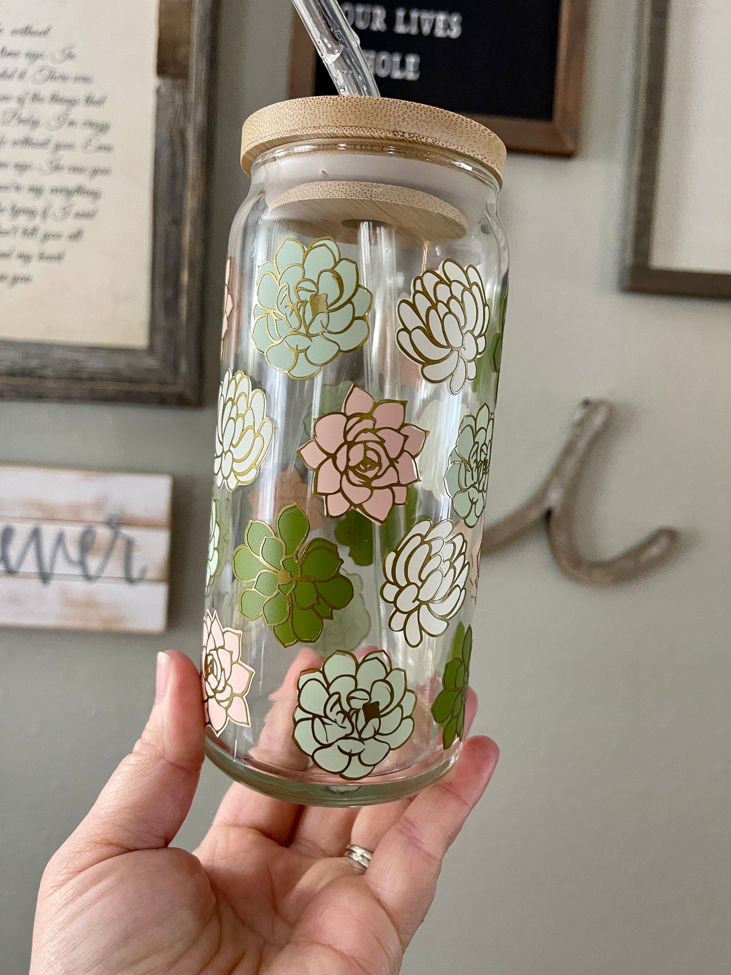 Succulent Beer Can Glass