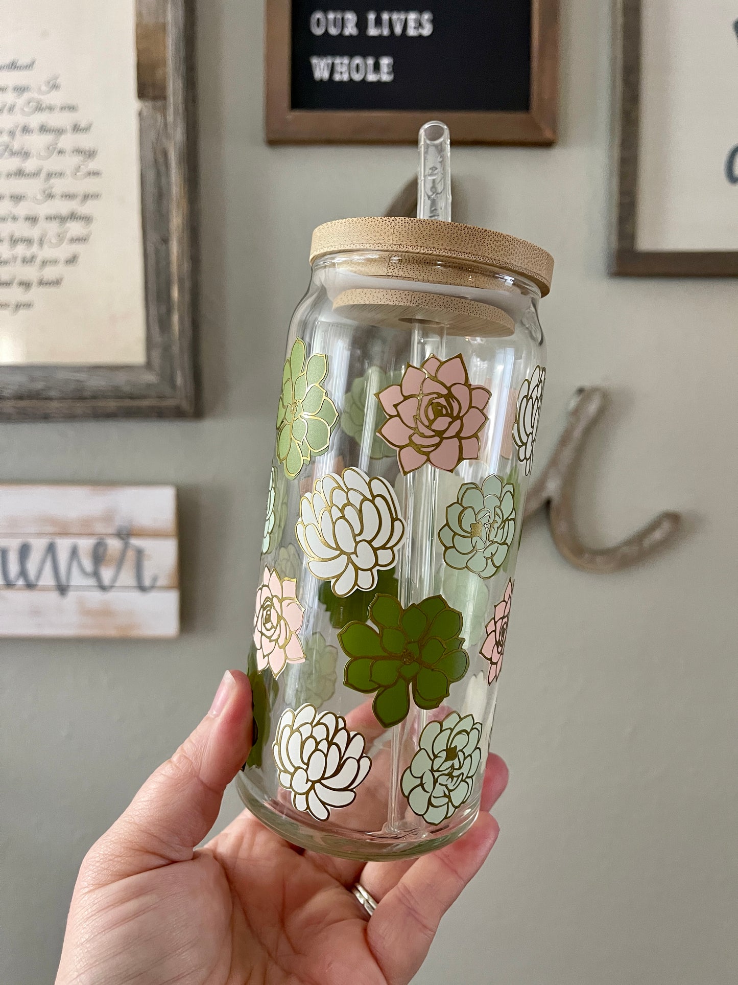Succulent Beer Can Glass