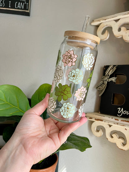Succulent Beer Can Glass